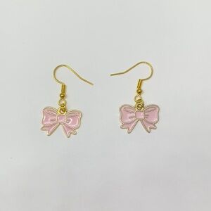 Pink Handmade Bow Earrings